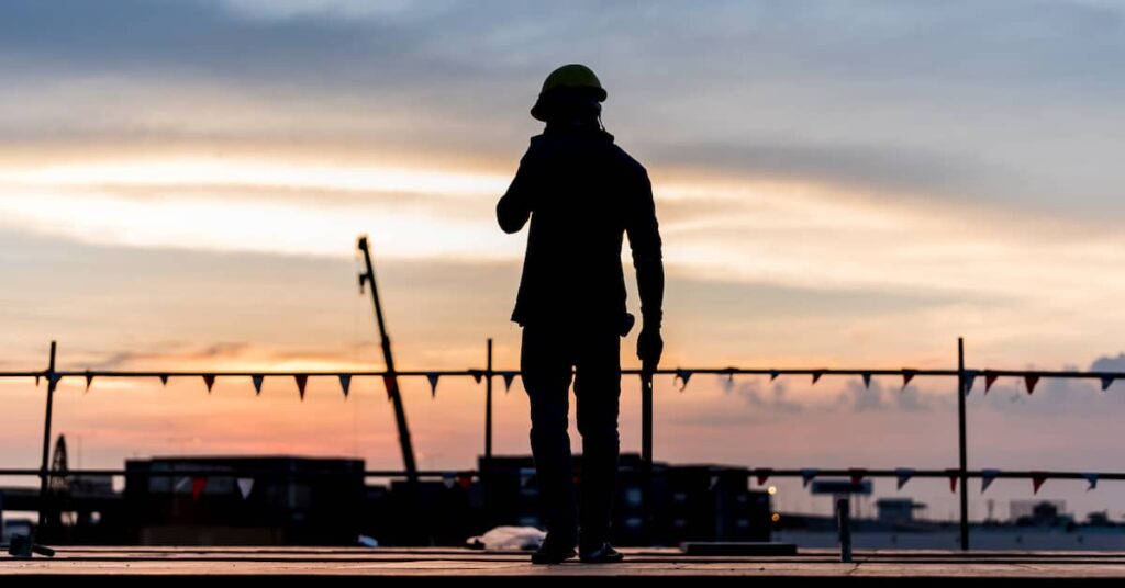 silhouette of construction worker | Oliver Law Firm construction accident lawyers