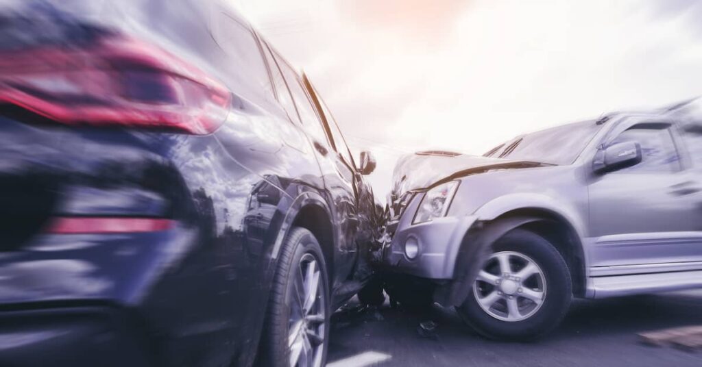 two cars colliding in a car accident Car Accident Lawyers in Arkansas